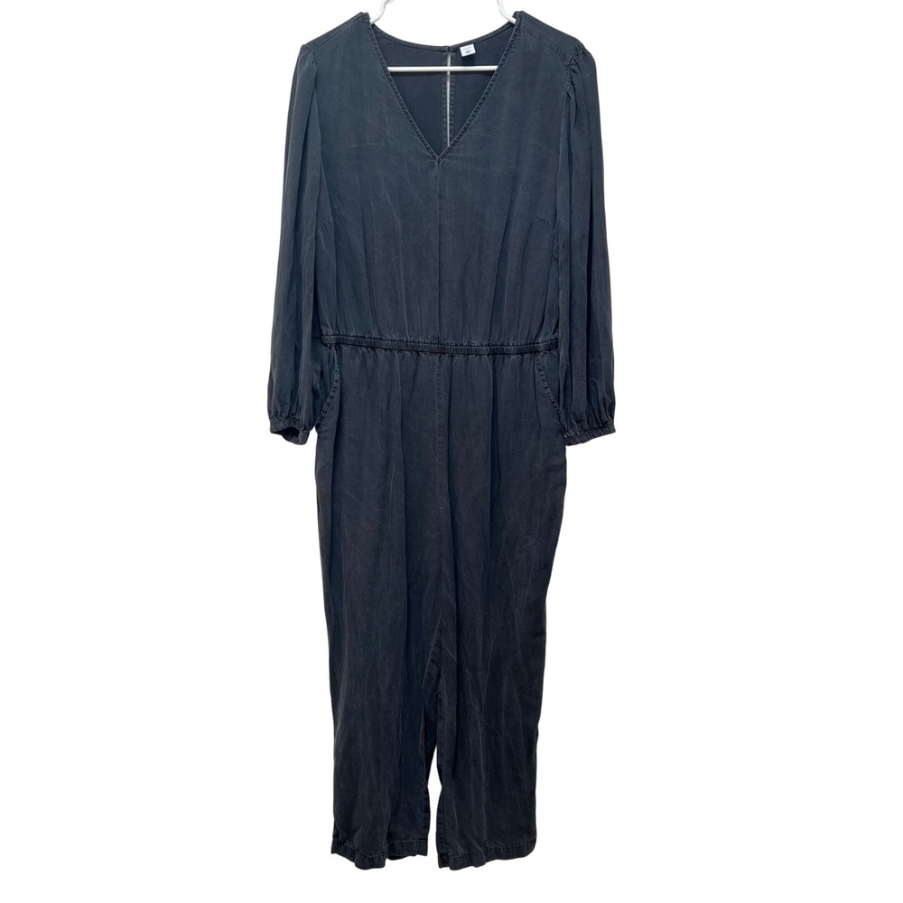 Old‎ Navy Womens Black Lyocell V-Neck Long Sleeve Elastic Waist Jumpsuit Large